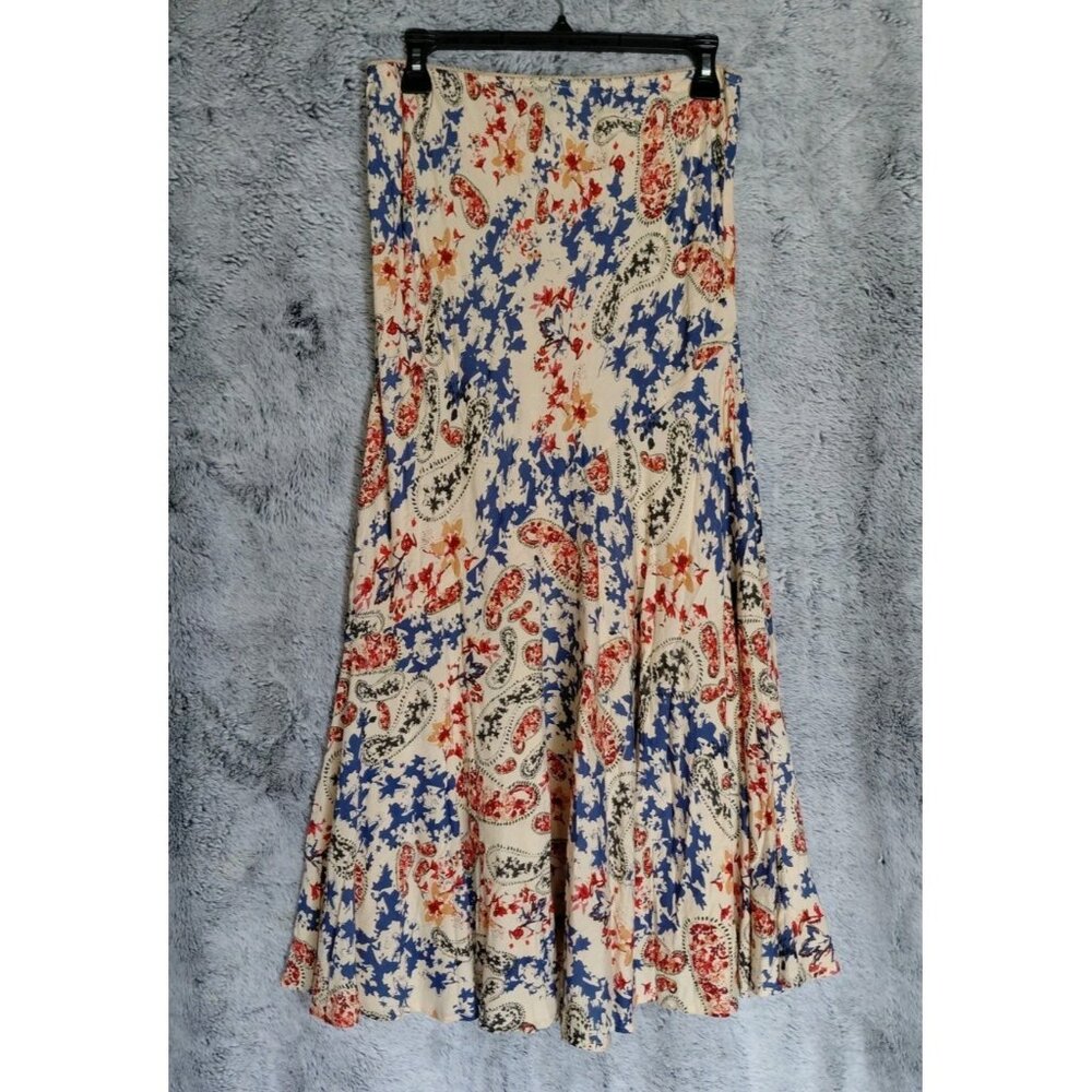 The Pyramid Collection Fit & Flare Maxi Skirt Md Floral Paisley Long Fall Modest